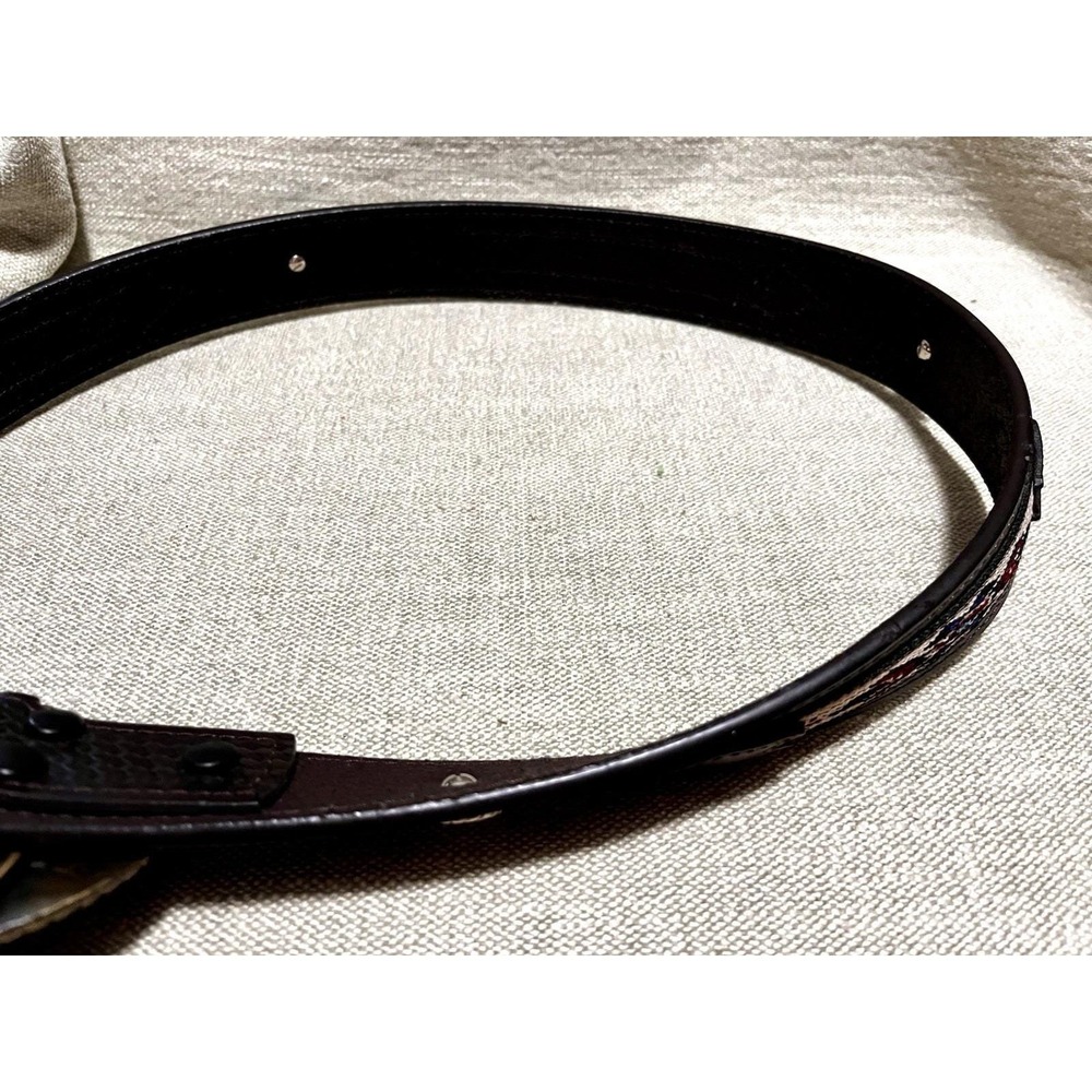 1982 Hesston Rodeo Buckle 36–38 Basketweave Blk Leather Floral Conchas Southwest - Picture 9 of 12